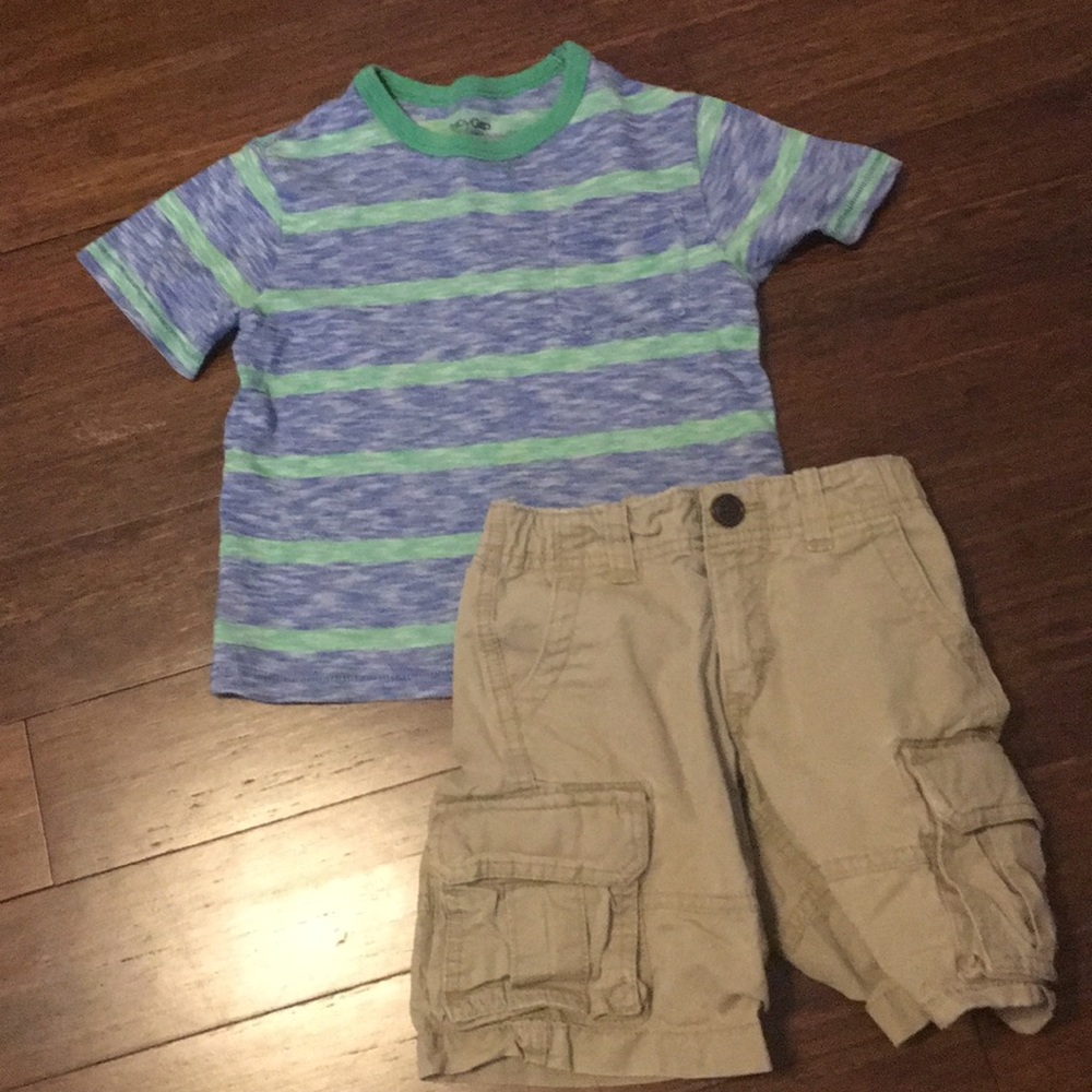 Gap 4t boys cargo shorts and striped tee